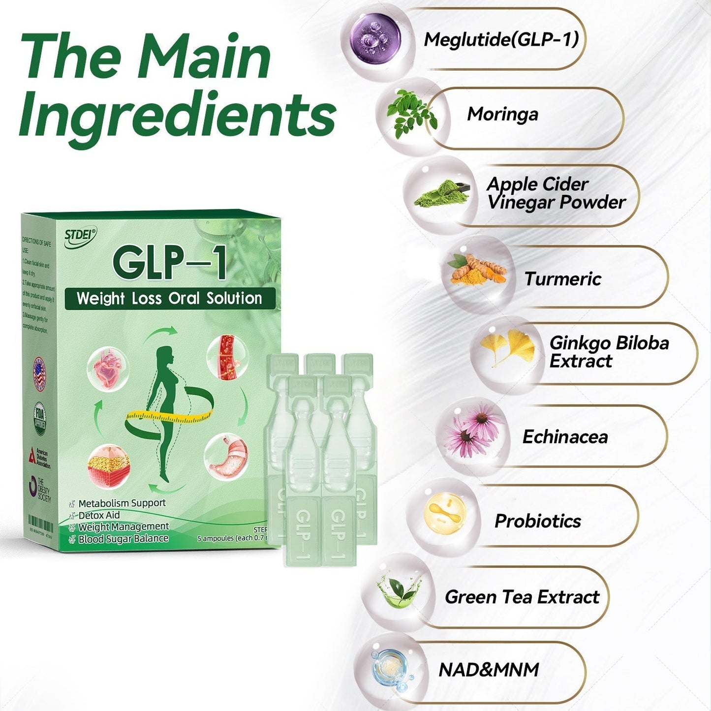 【Non-Irritating Formula】𝑆𝑇𝐷𝐸𝐼® 𝐺𝐿𝑃-1  𝑊𝑒𝑖𝑔ℎ𝑡 𝐿𝑜𝑠𝑠 𝑂𝑟𝑎𝑙 𝑆𝑜𝑙𝑢𝑡𝑖𝑜𝑛  Just once a week, visible changes in 7 days ✅ For obesity, cardiovascular health, diabetes, sleep apnea, joint issues, and more
