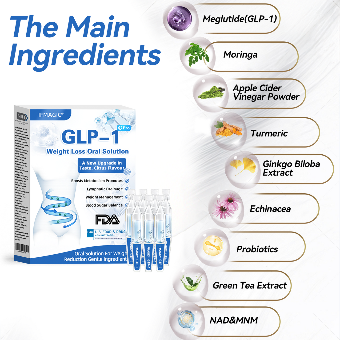 【Influencer's Pick】IFMAGIC® GLP-1 Pro Weight Loss Oral Solution  7 days visible effect, no side effects, suitable for all age groups